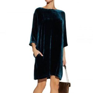 🌟Host Pick🌟 Eileen Fisher Teal Green Velvet Soft Dress Cocktail Knee Length L